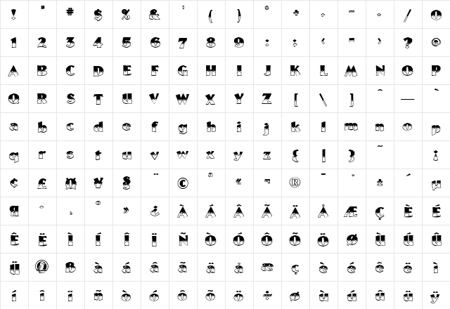 Carson Regular  glyph index