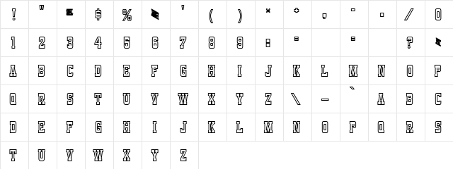Funland Park Open JL Regular  glyph index