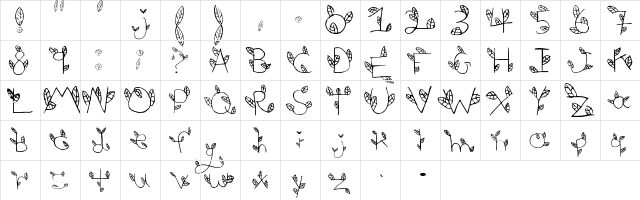 leaves Regular  glyph index