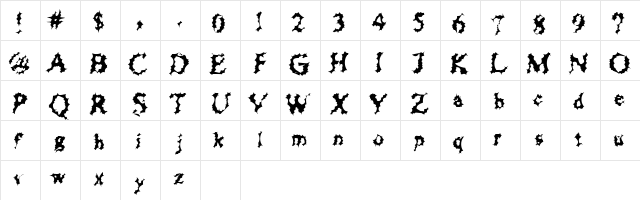 Chewed Straw Regular  glyph index