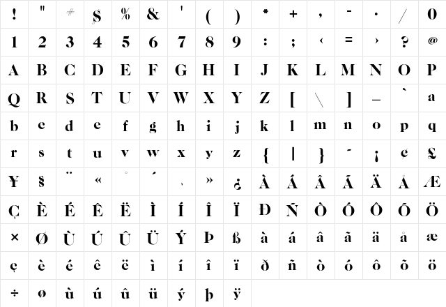 CaslonCP Normal  glyph index