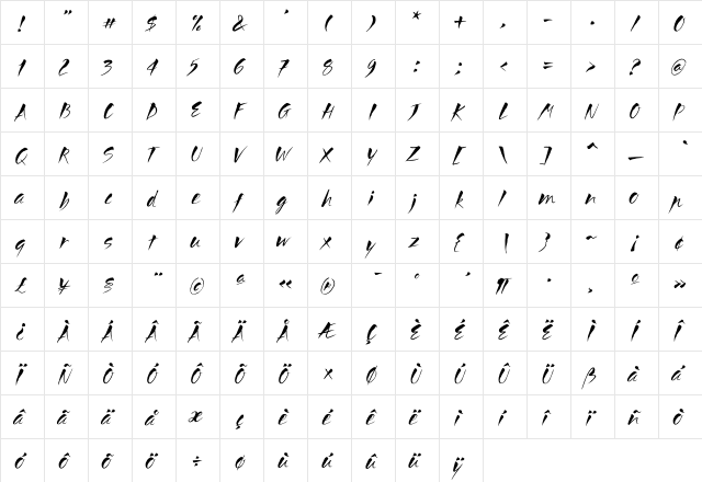 DuMifu Regular  glyph index