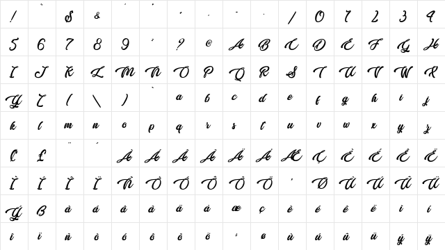 Butterfly Kiss - Personal Use Regular  glyph index