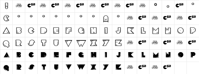 PacFont Good Regular  glyph index