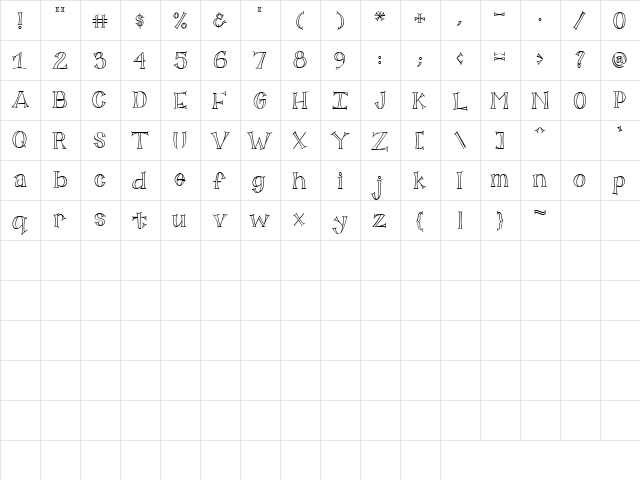 CK Classic Regular  glyph index