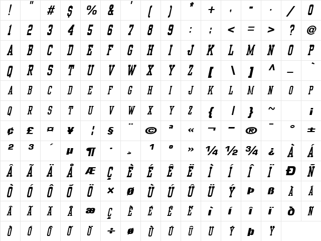 CastanetSCapsSSK BoldItalic  glyph index