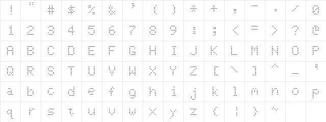 Dot-Matrix Normal  glyph index
