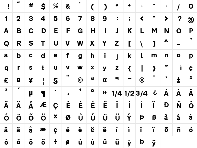 Roadgeek 2005 Transport Heavy Regular  glyph index