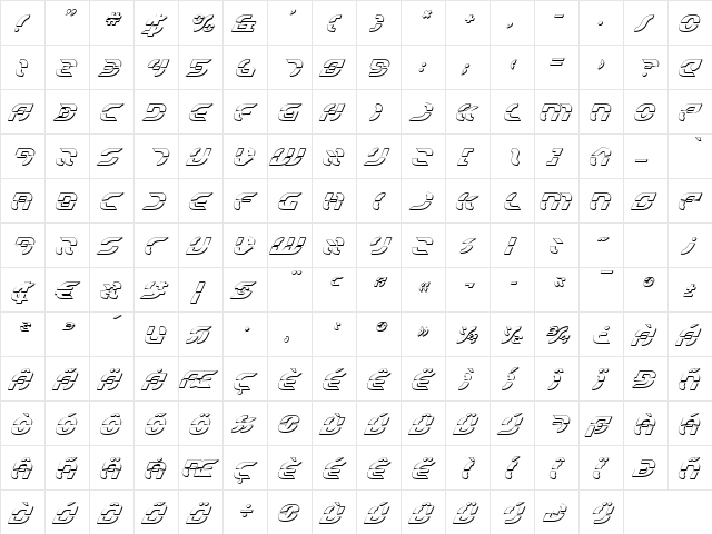 Starfighter Shadow Italic Shadow Italic  glyph index