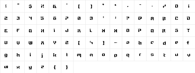 Ninja Thing Regular  glyph index