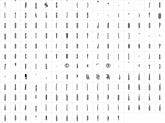Six Caps Regular  glyph index