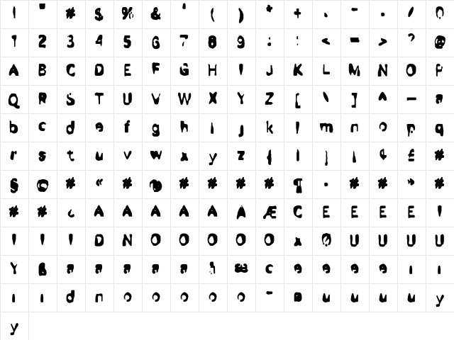 Dirty Five  glyph index