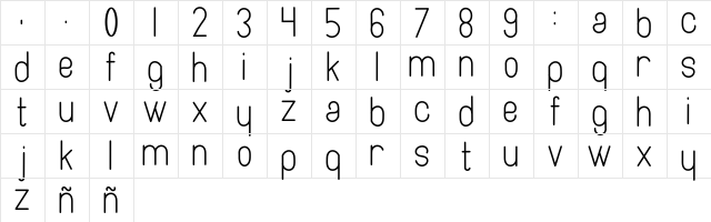 Artesana Medium  glyph index