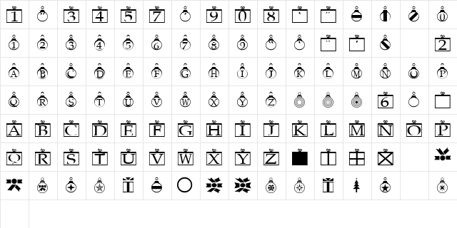 Xmas Regular  glyph index