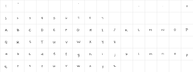 SBC Teeny SBC Teeny  glyph index