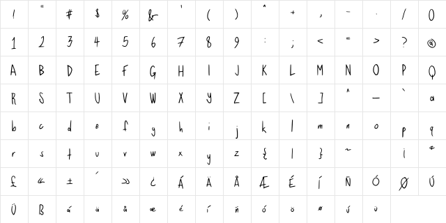 Jayrial Narrow Medium  glyph index