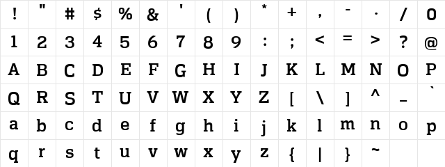 EndzoneSlab Medium Regular  glyph index