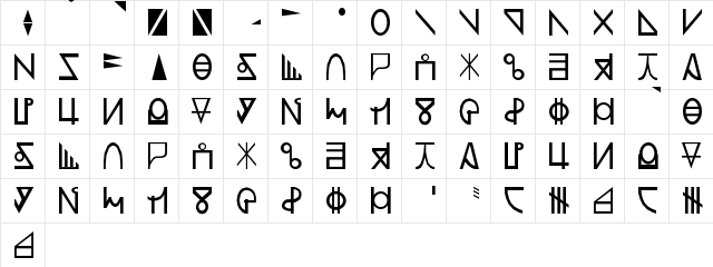 Interkosmo Regular  glyph index