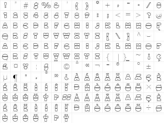 LTBlackWhiteOutLineLaser Black  glyph index