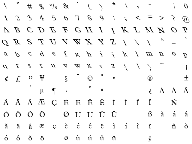 Back In The Saddle 1 Regular  glyph index