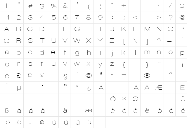DISCO Regular  glyph index