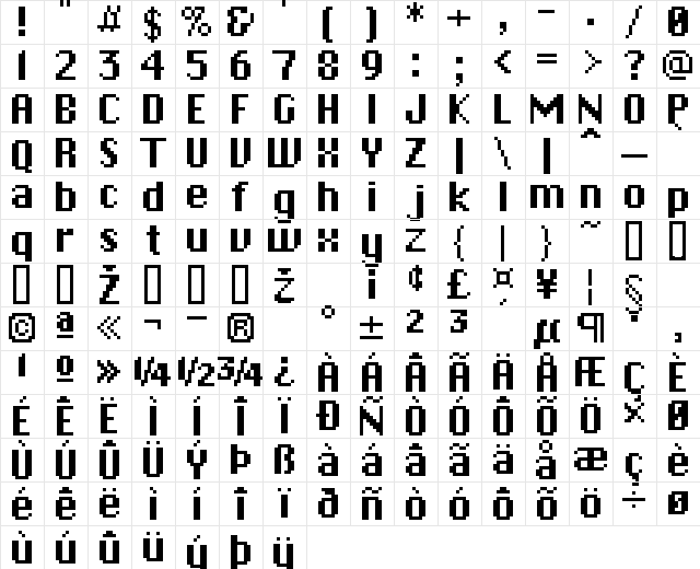 pix Chicago Regular  glyph index