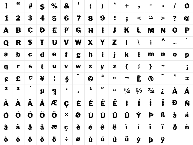 FZ BASIC 56 WAVEY Normal  glyph index