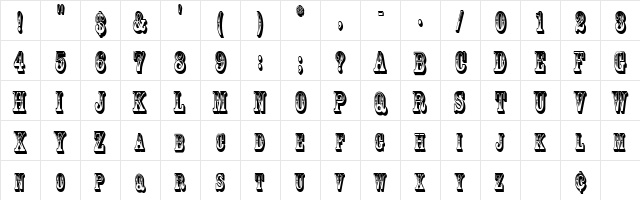GoldRushCondensed Regular  glyph index