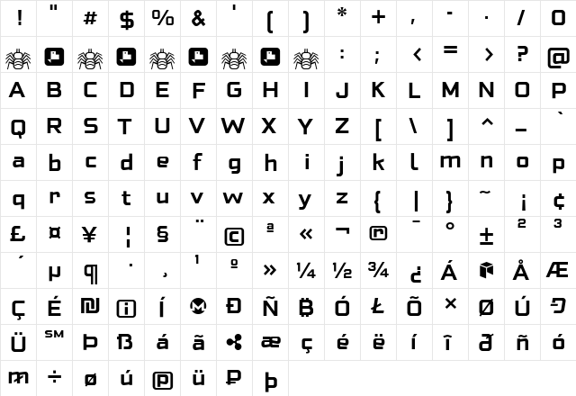 Neo Fobia Bold  glyph index