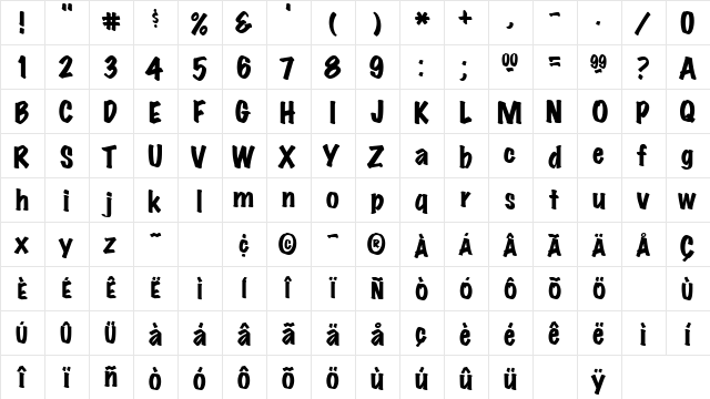 Riechelu Wide Regular  glyph index