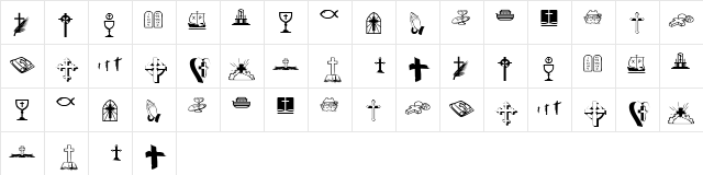 KR Lynda's Christian Dings Regular  glyph index