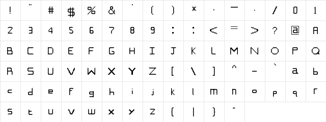 WF722 Regular  glyph index