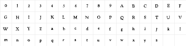 JusticeWanted Regular  glyph index