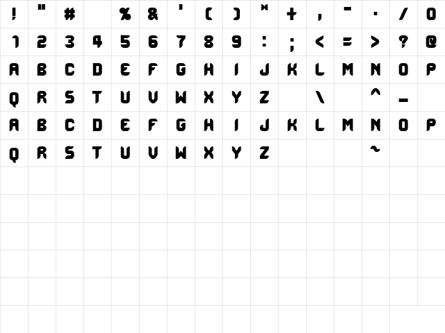 BlackoronAlp Regular  glyph index