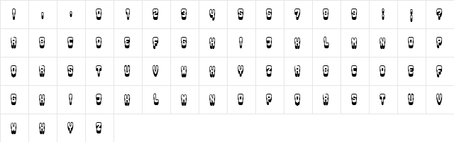 Groowing Regular  glyph index