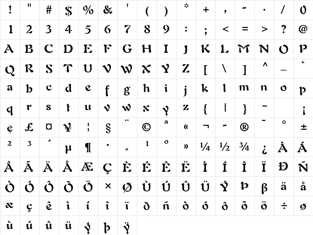 Auriol LT Std Bold  glyph index