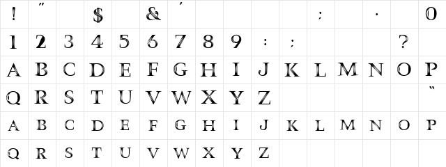 Cristal Normal  glyph index