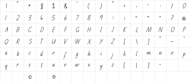 SA Regular  glyph index