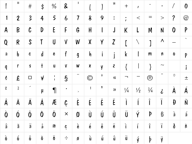 JargonLightSSK Regular  glyph index