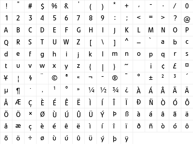 Veto Com Regular  glyph index