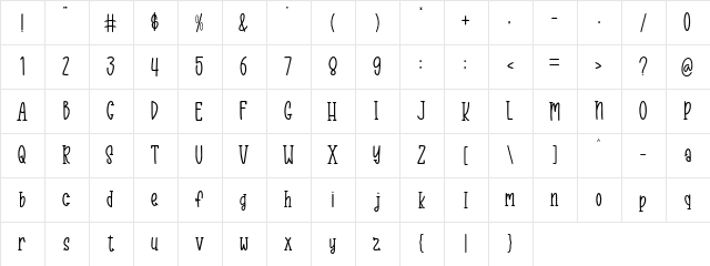 Sunday Special Regular  glyph index