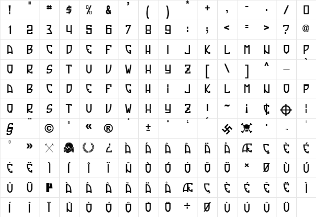 Tradizione Regular  glyph index