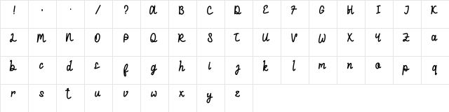 Lawlieness Regular  glyph index