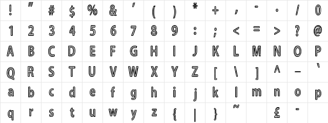 Blinger Regular  glyph index