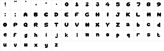 BABY SOFT Regular  glyph index