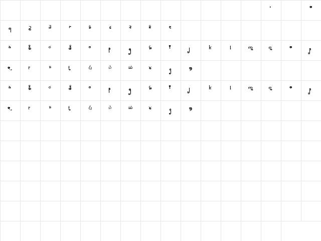 Spiraling Regular  glyph index