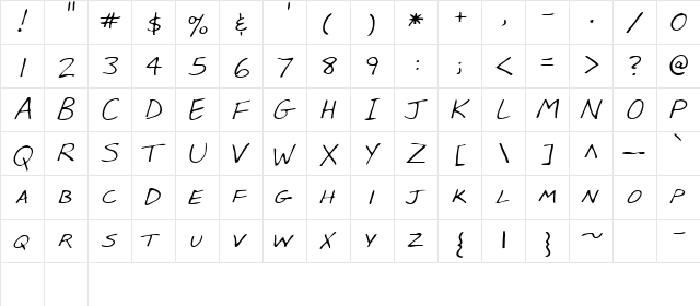 Lee Regular  glyph index