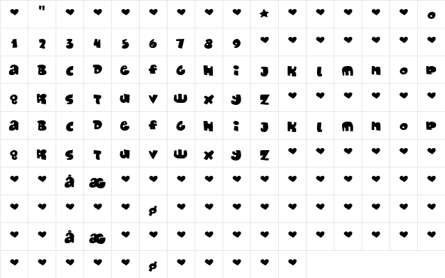 Monafont Regular  glyph index