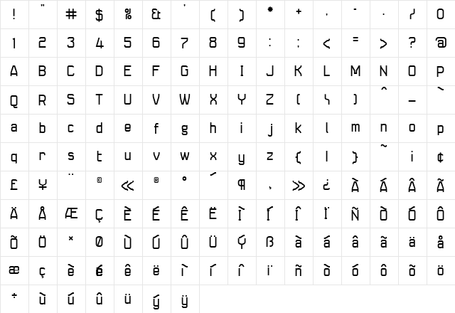 Seize Regular  glyph index