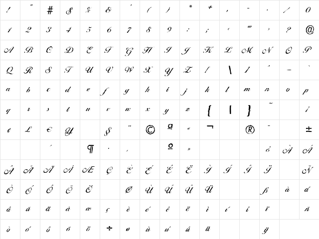 BallantinesAntique-Medium Regular  glyph index